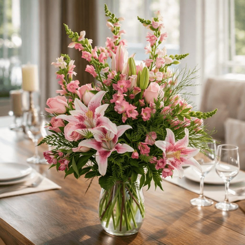 Pink and White Vase Arrangement